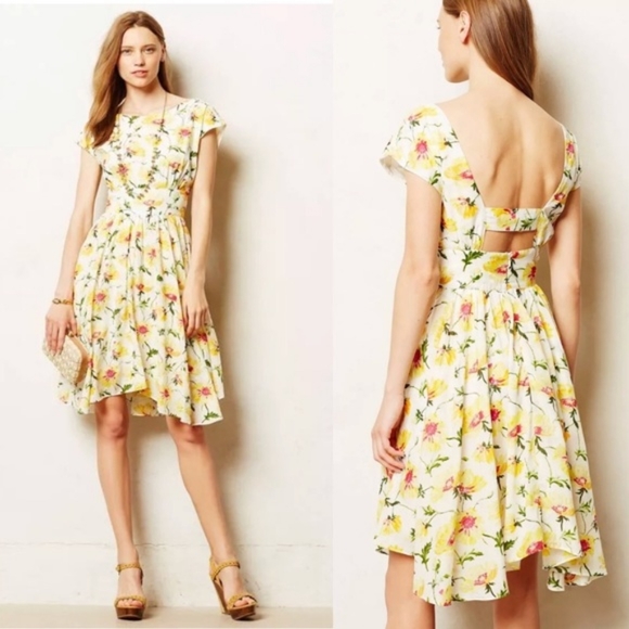 Anthropologie Dresses & Skirts - Anthro Lil Matilija yellow floral dress K15